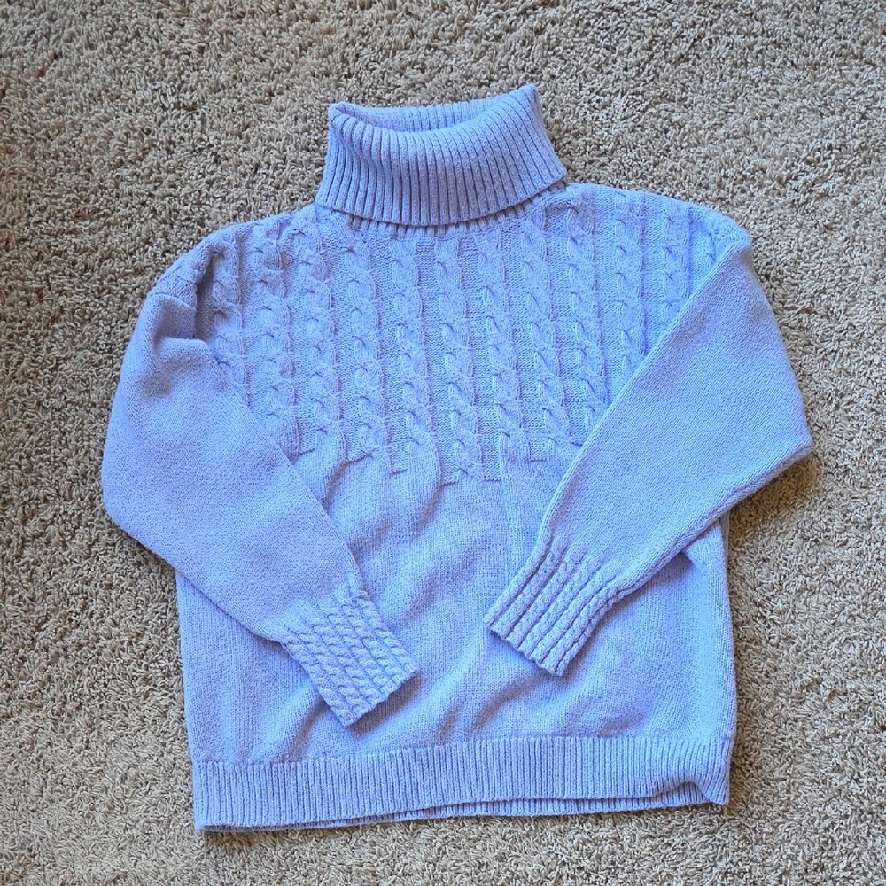 Sundance Lavender Cable Turtleneck Sweater